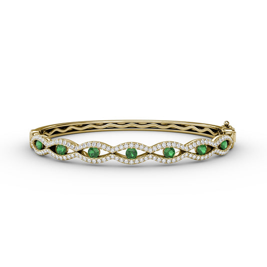 Striking Emerald and Diamond Bangle
