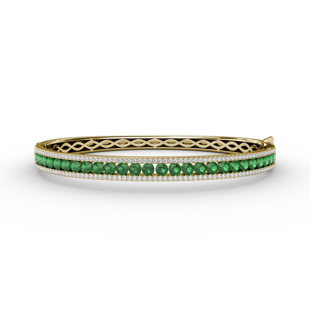 Emerald and Diamond Channel Set Bangle