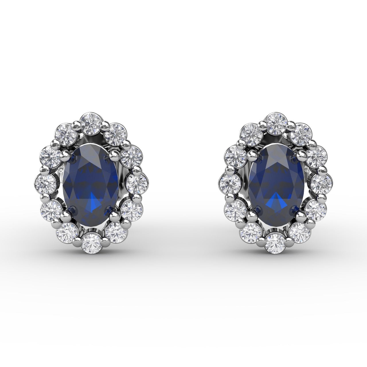Halo Sapphire and Diamond Stud Earrings