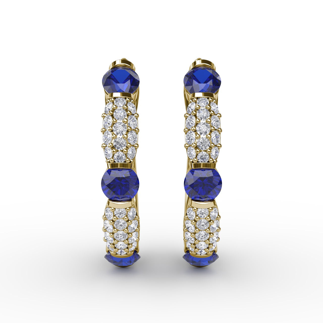Whimsical Sapphire and Diamond Hoops
