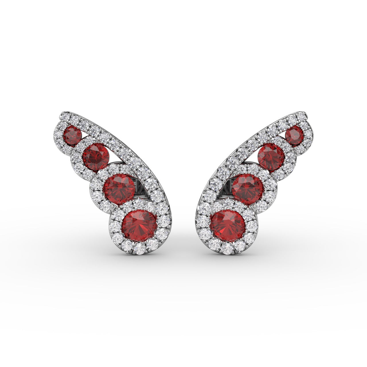 Butterfly Wing Ruby and Diamond Studs