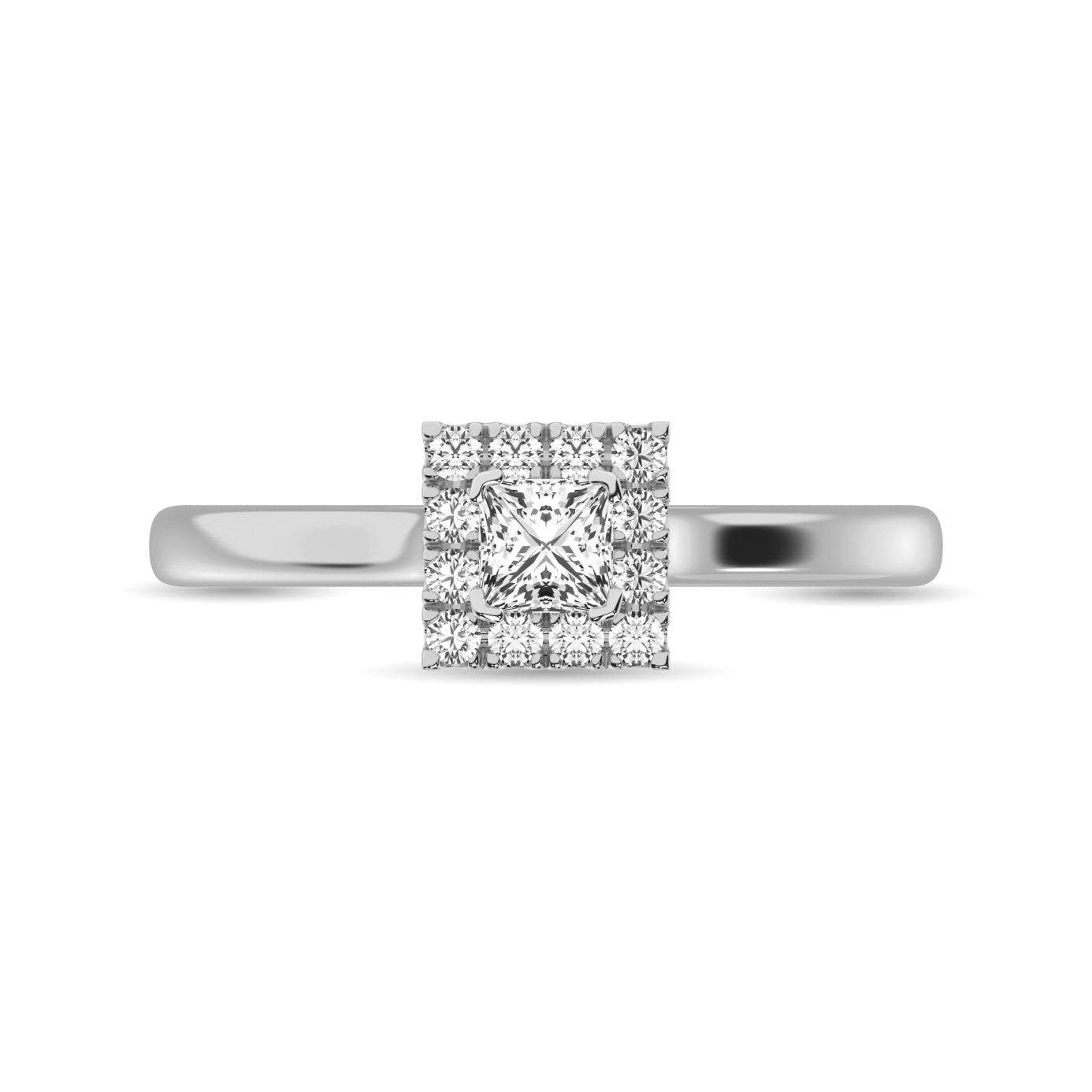 Diamond 3/8 Ct.Tw. Princess Center Halo Engagement Ring in 10K White Gold