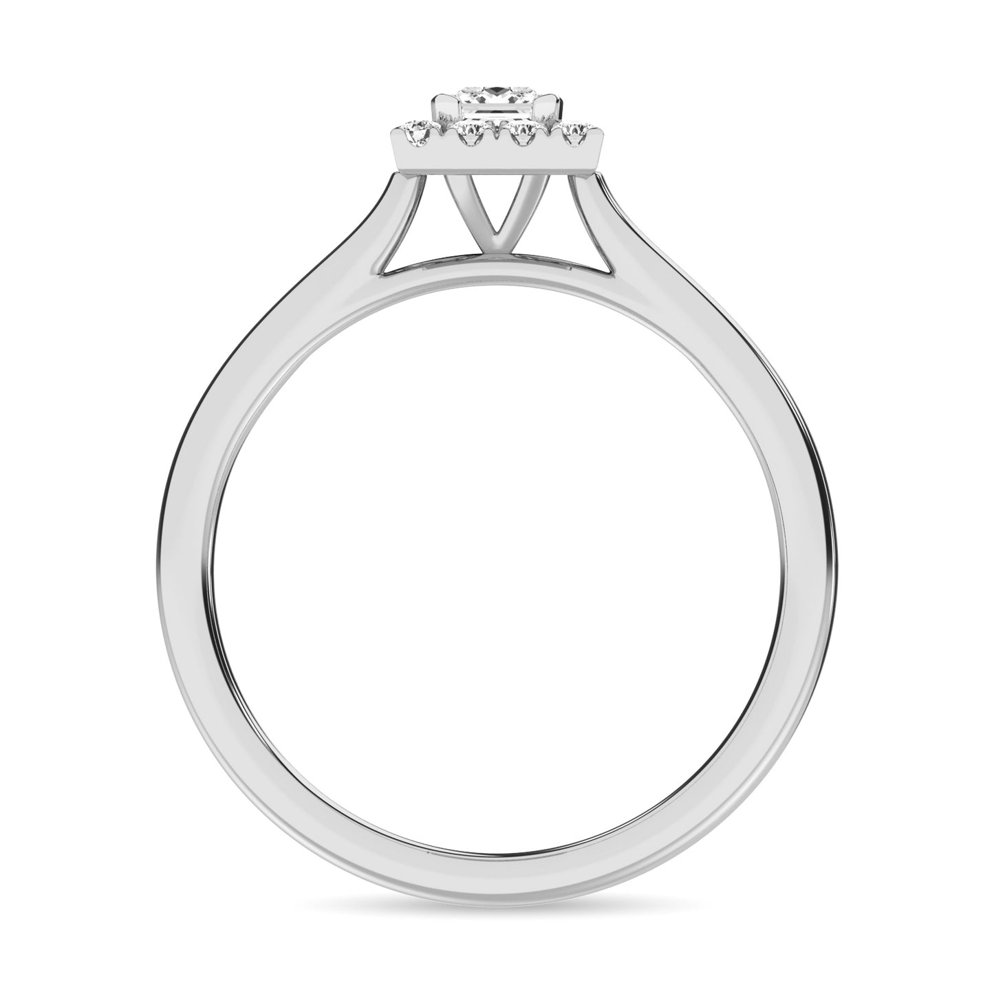 Diamond 3/8 Ct.Tw. Princess Center Halo Engagement Ring in 10K White Gold