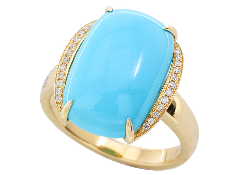 EFFY 14K YELLOW GOLD DIAMOND,TURQUOISE RING