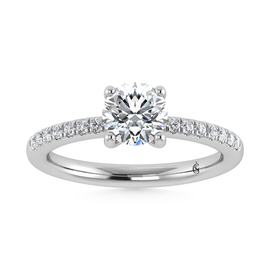 14K White Gold Lab Grown Diamond 7/8 Ct.Tw. Round Shape Hidden Halo Engagement Ring