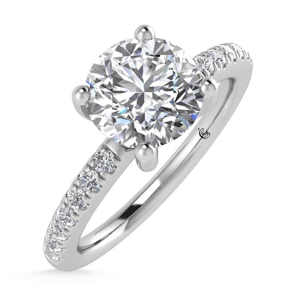 14K White Gold Lab Grown Diamond 7/8 Ct.Tw. Round Shape Hidden Halo Engagement Ring