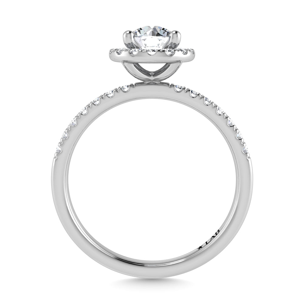 14K White Gold Lab Grown Diamond  1 1/4 Ct.Tw. Shank Round Shape Halo Engagement Ring