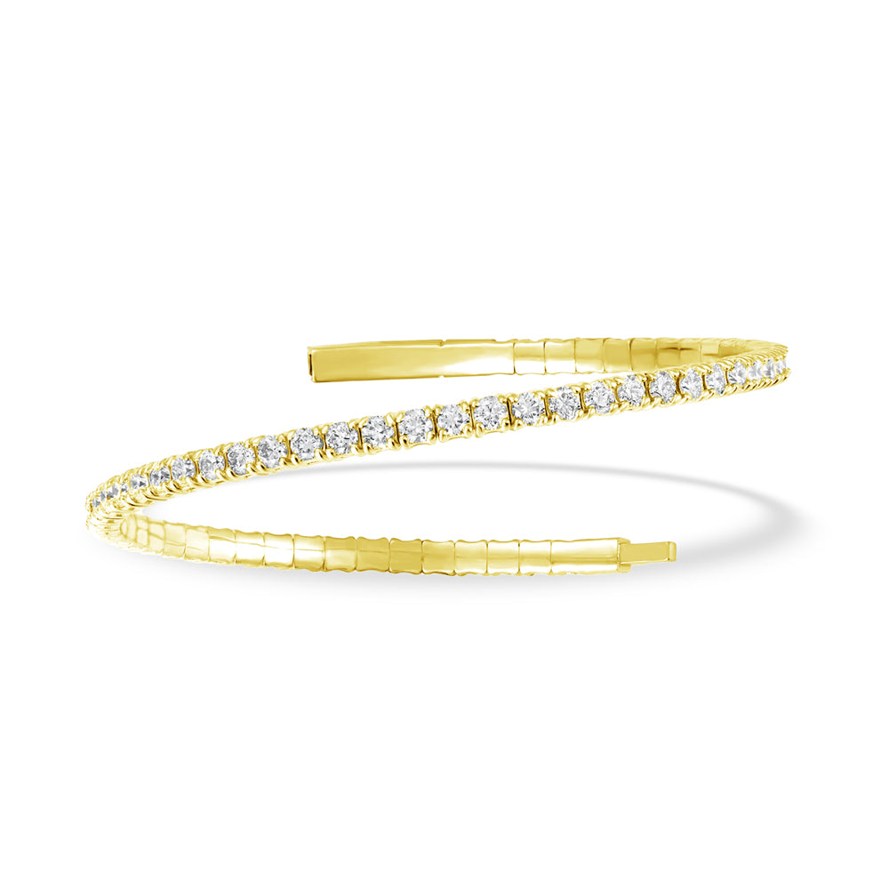 Lab Grown Diamond 2 Ct.Tw. Half Way Flexible Bangle in 14K Yellow Gold (Size 6.25")