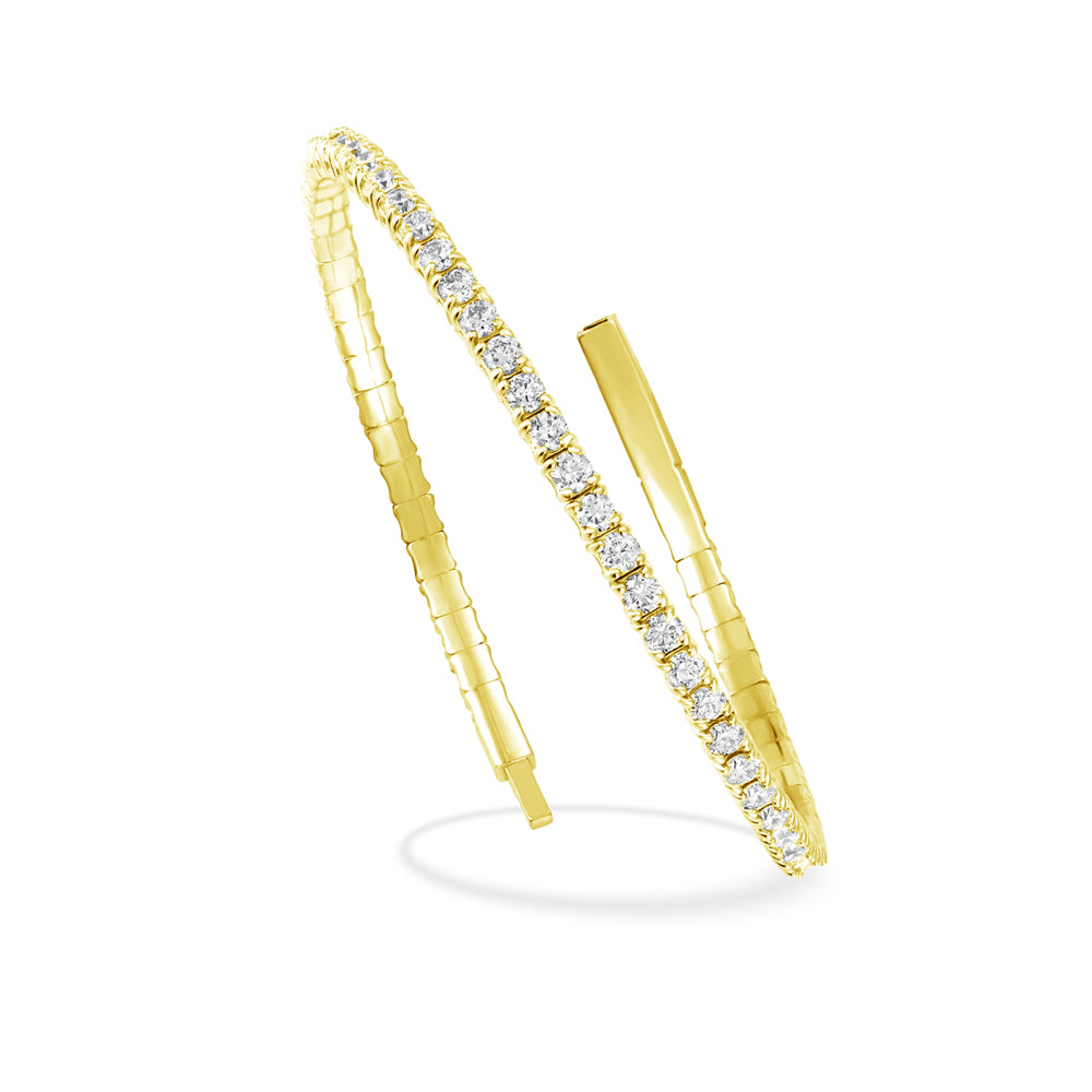 Lab Grown Diamond 2 Ct.Tw. Half Way Flexible Bangle in 14K Yellow Gold (Size 6.50")