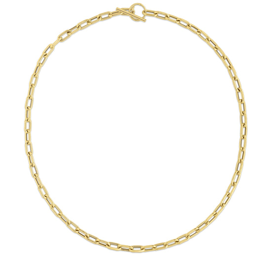 14K Gold Paperclip Toggle Link Necklace
