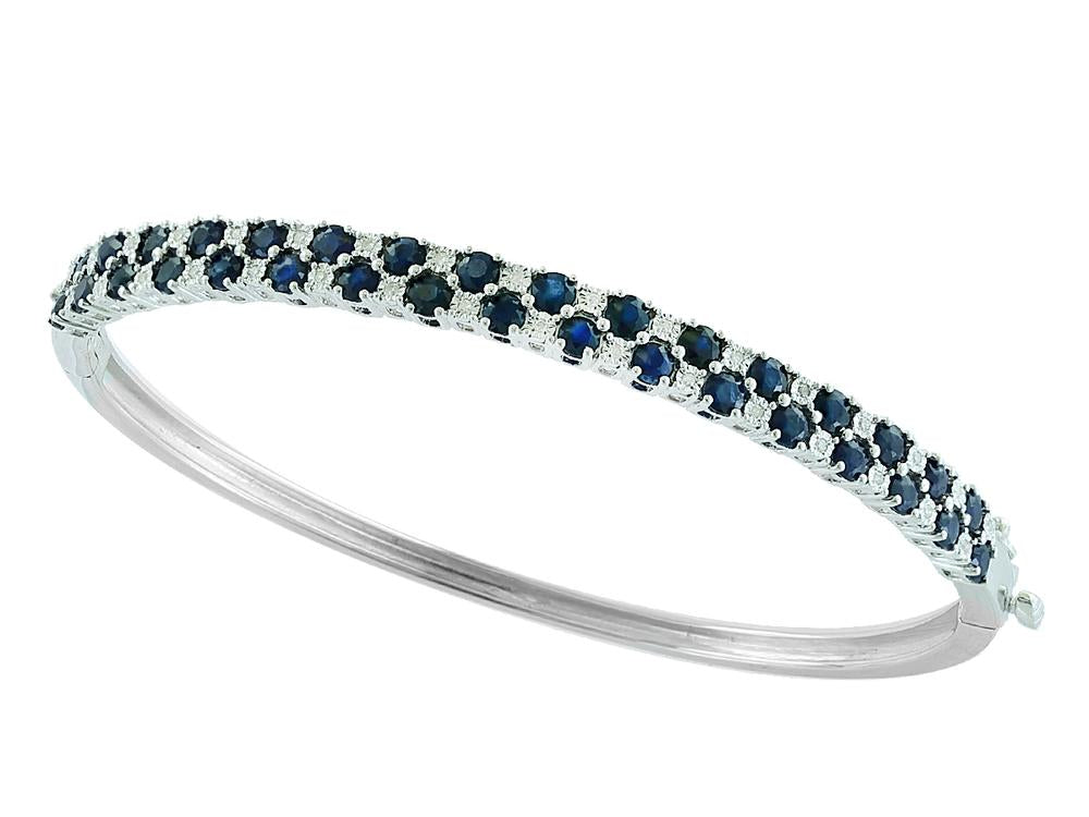 EFFY 925 SILVER DIAMOND,NATURAL SAPPHIRE BANGLE