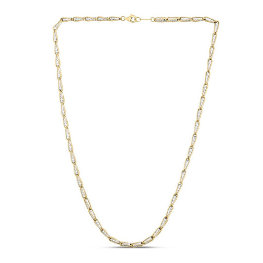 14K Two-tone Diamond Cut Link Chain