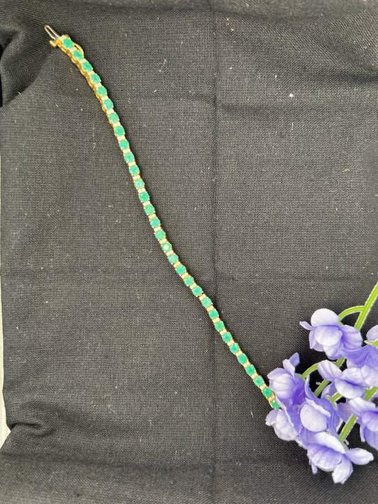 18KT YG Emerald Tennis Bracelet