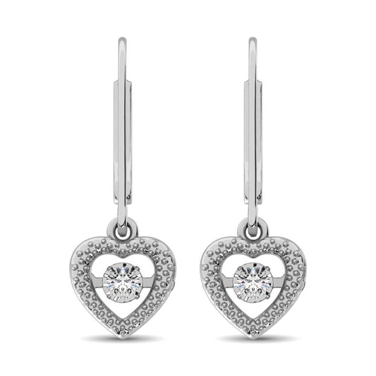 Sterling Silver 1/20 Ct.Tw. Moving Diamond Danglers Earrings