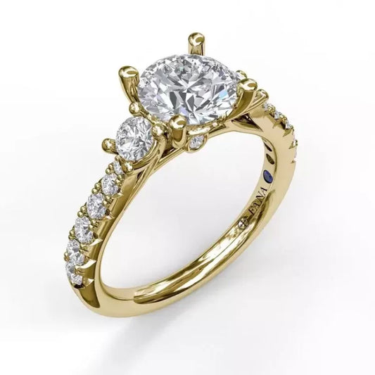 FANA Classic Pave Round Cut Engagement Ring