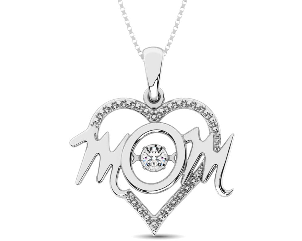 Sterling Silver Mom Moving Diamond Accent Pendant