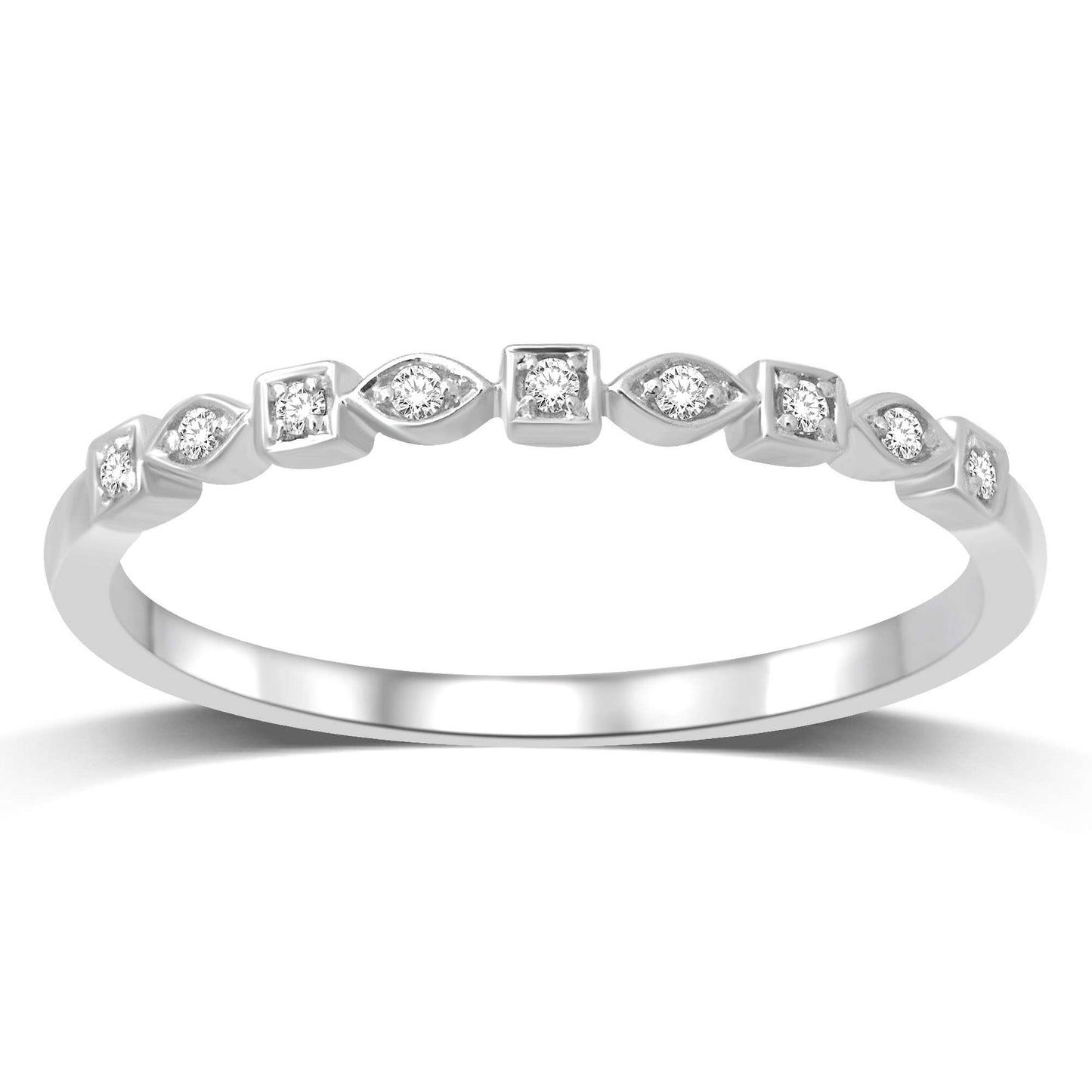 14K White Gold 1/20 Ctw Diamond Wedding Band