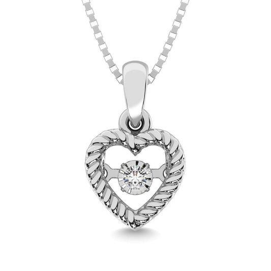 Sterling Silver Moving Diamond Accent Heart Pendant