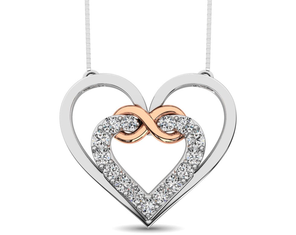 Sterling Silver Diamond Accent Heart and Infinity Pendant