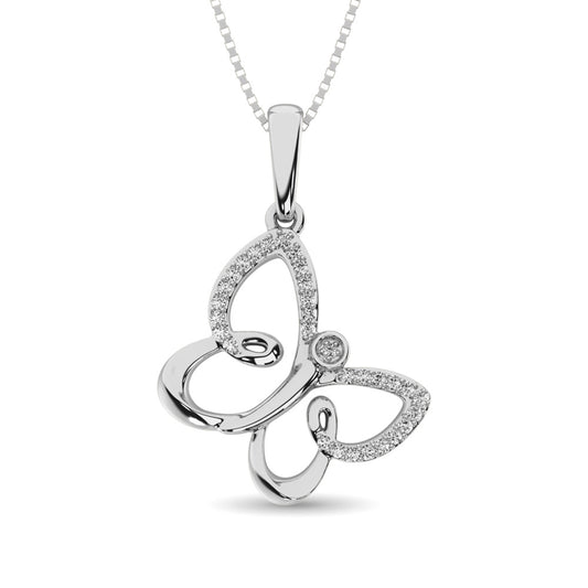 Diamond 1/50 ct tw Butterfly Pendant in Sterling Silver