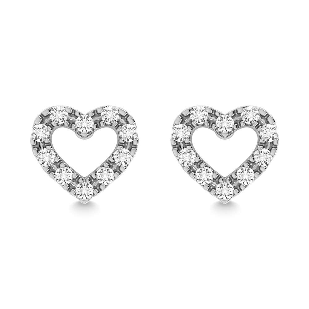 Diamond 1/20 Ct.Tw. Heart Earrings in 10K White Gold