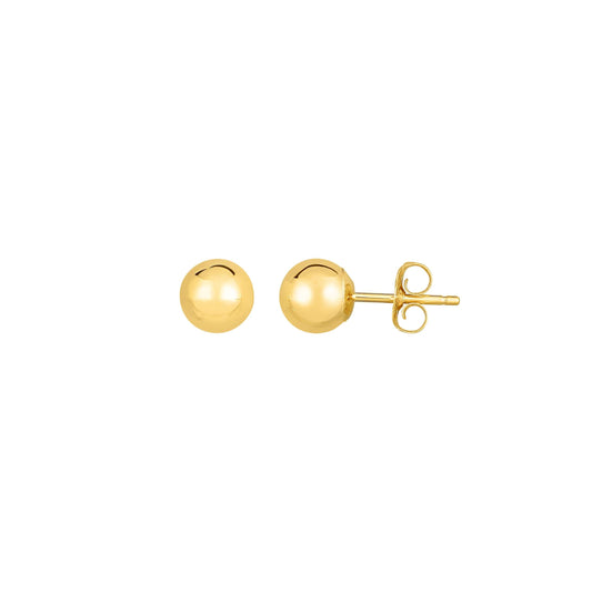 14K Gold Polished 6mm Post Earring