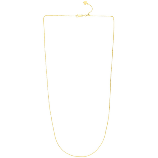 14K Gold 1.1mm Adjustable Diamond Cut Cable Chain