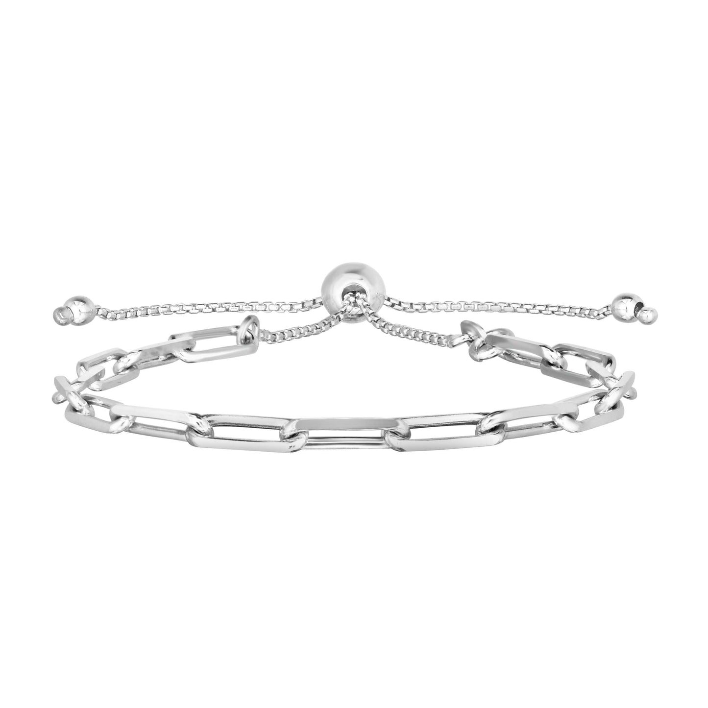 Silver 3.8mm Paperclip Link Friendship Bracelet