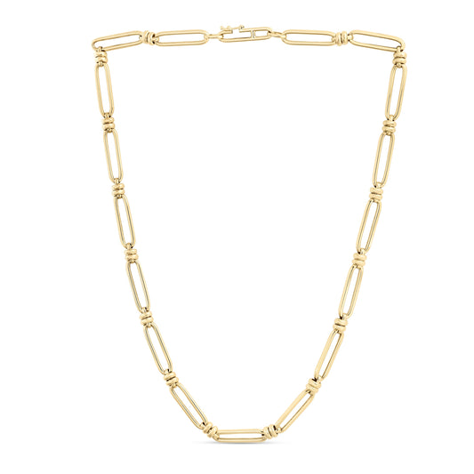 14K Paperclip Double Bar Link Necklace