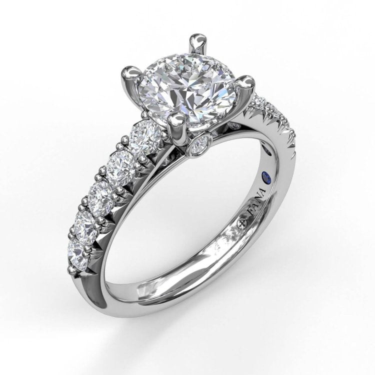 FANA Semi-Mount Handset French Pave Diamond Engagement Ring, 0.63 CTW