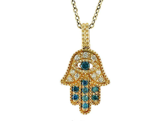 EFFY 14K YELLOW GOLD DIAMOND,BLUE DIAMOND, PENDANT