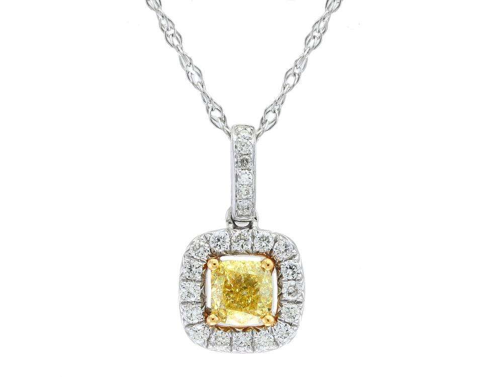 EFFY 18K WHITE and YELLOW GOLD DIAMOND,NATURAL YELLOW DIAMOND, PENDANT