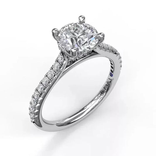 FANA Delicate Classic Engagement Ring with Delicate Side Detail, 0.30 CTW