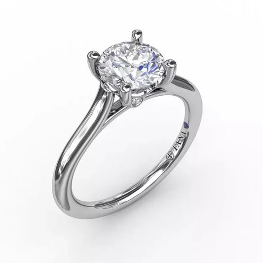 FANA Classic Round Diamond Solitaire Engagement Ring With Cathedral Setting