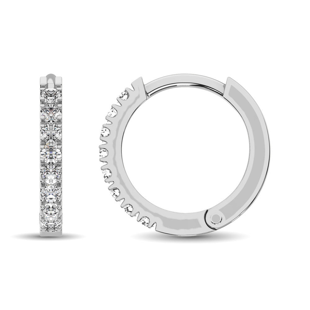 10K White Gold 1/2 Ct.Wt. Diamond Hoop Earrings