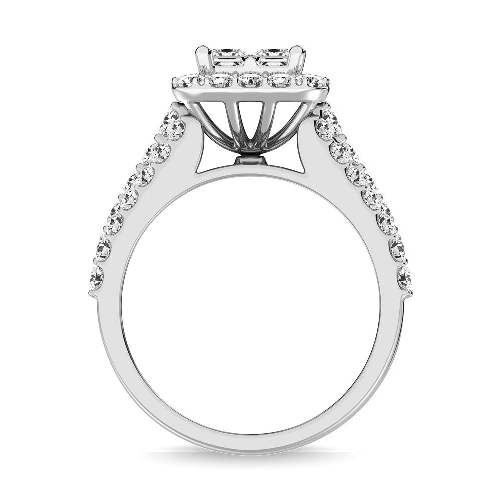 14K White Gold 2 Ct.Tw.Diamond Engagement Ring