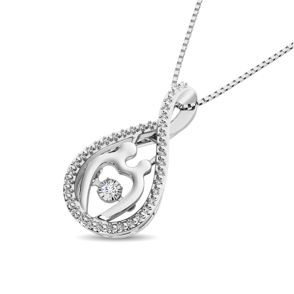 Sterling Silver 1/20 Ct.Tw. Diamond Mother And Child Pendant