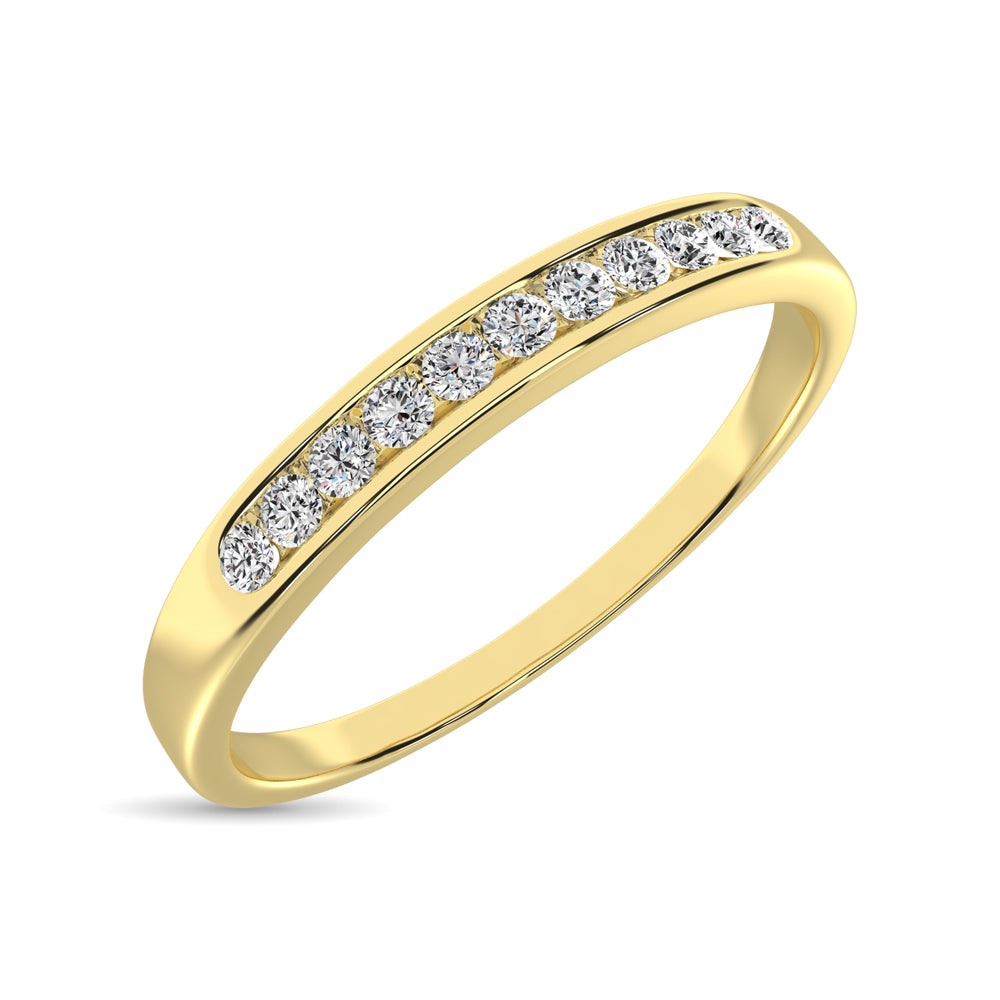 14K Yellow Gold 1/10 Ct Diamond Ladies Machine Band