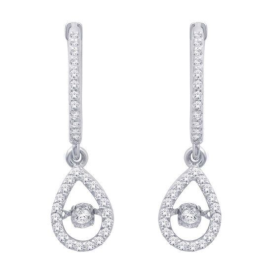 10K White Gold 2/5 Ct.Tw.Moving Diamond Fashion Earrings