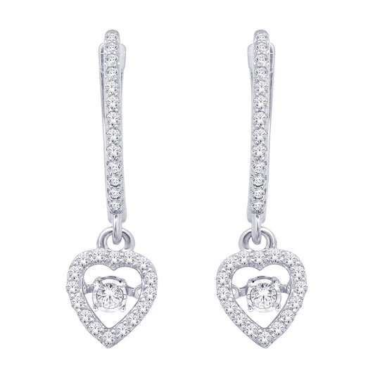 10K White Gold 2/5 Ct.Tw.Moving Diamond Fashion Earrings