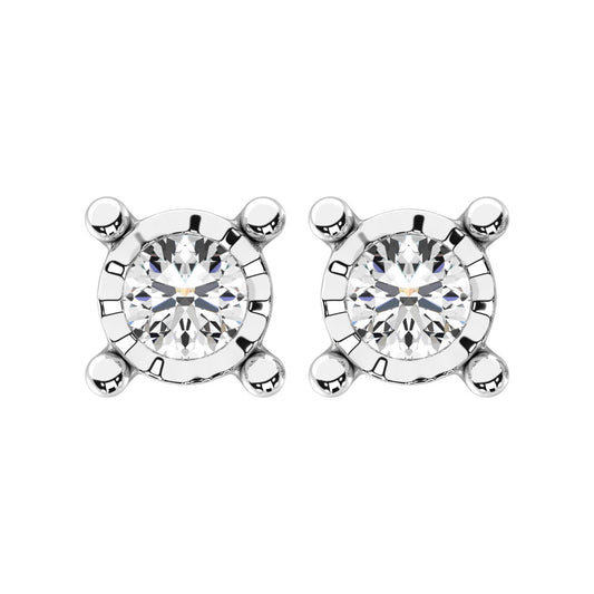 Diamond 1/10 Ct.Tw. Solitaire Stud Earrings in 14K White Gold