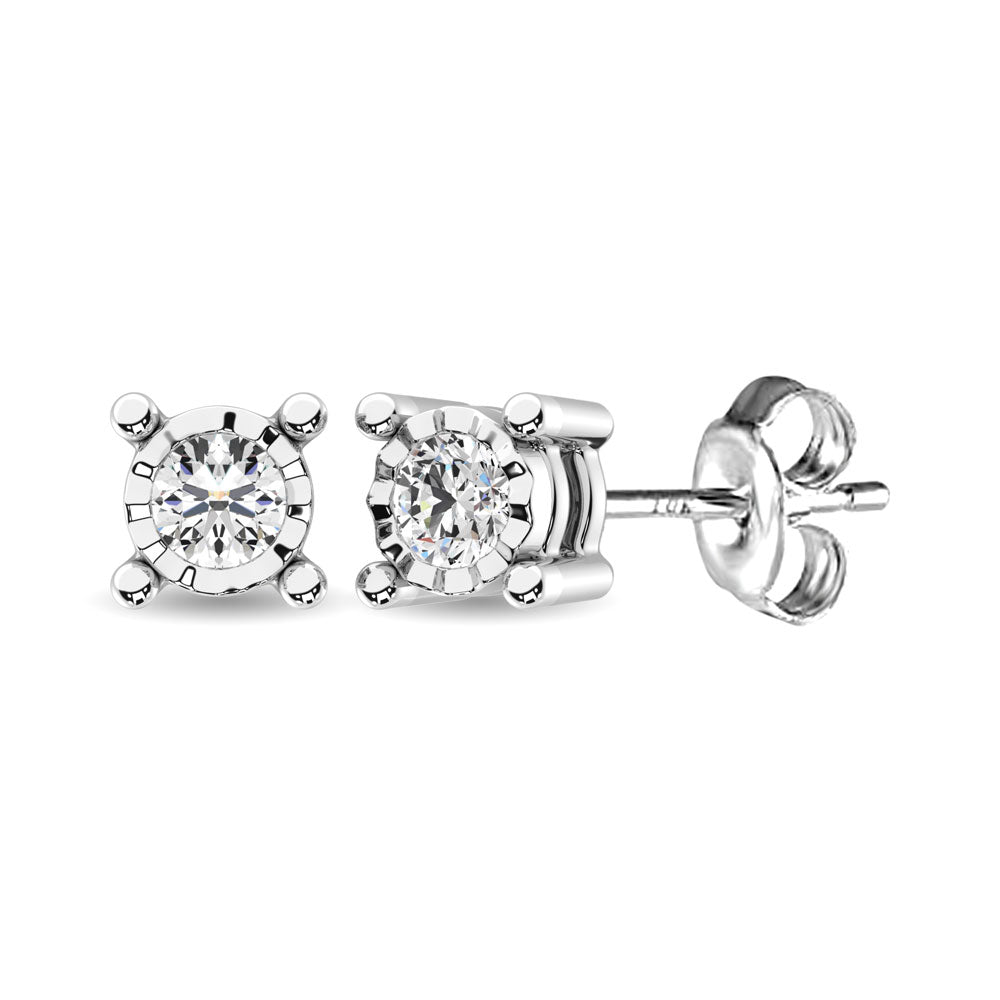 Diamond 1/10 Ct.Tw. Solitaire Stud Earrings in 14K White Gold