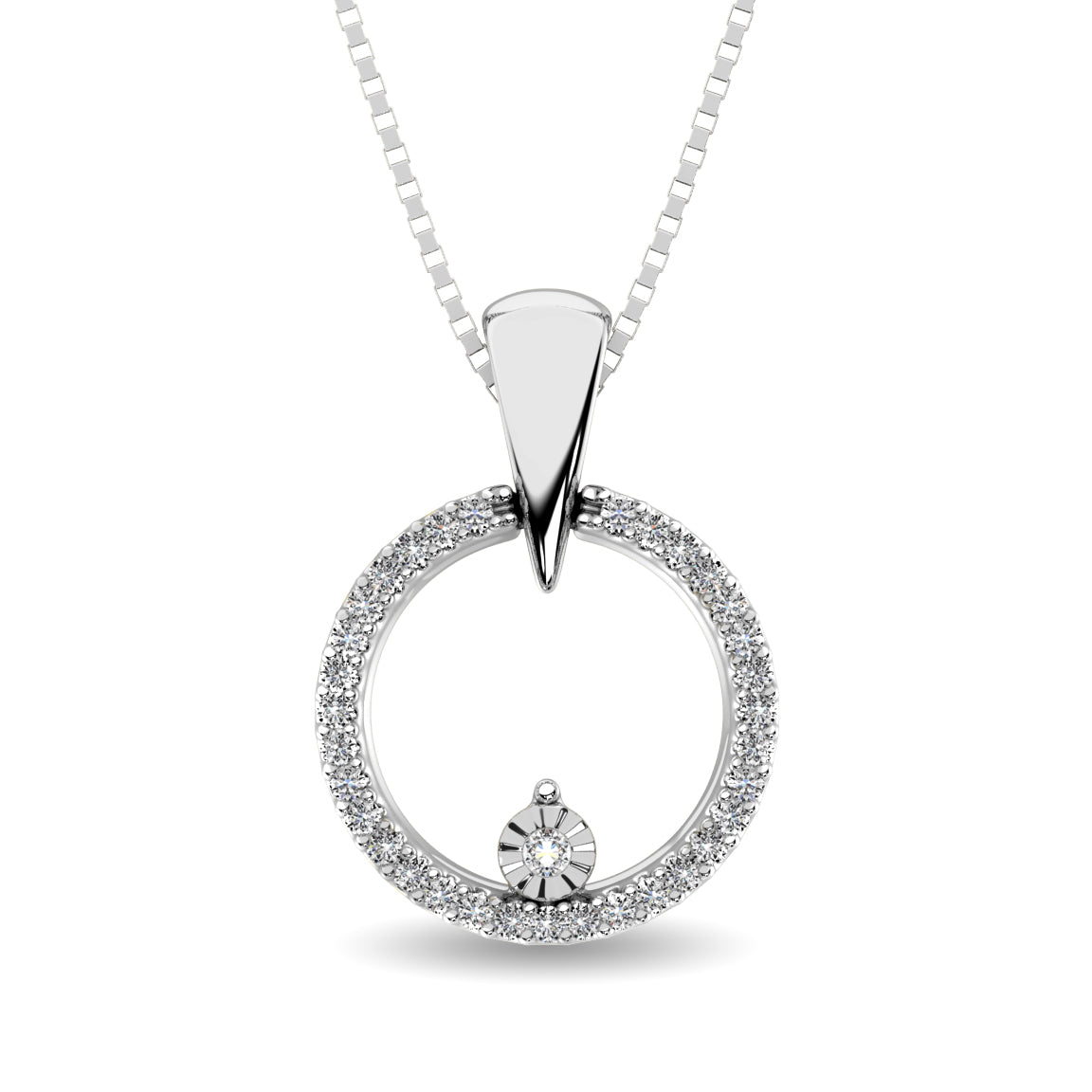 10K White Gold 1/10 Ct.Tw.Diamond Circle Pendant