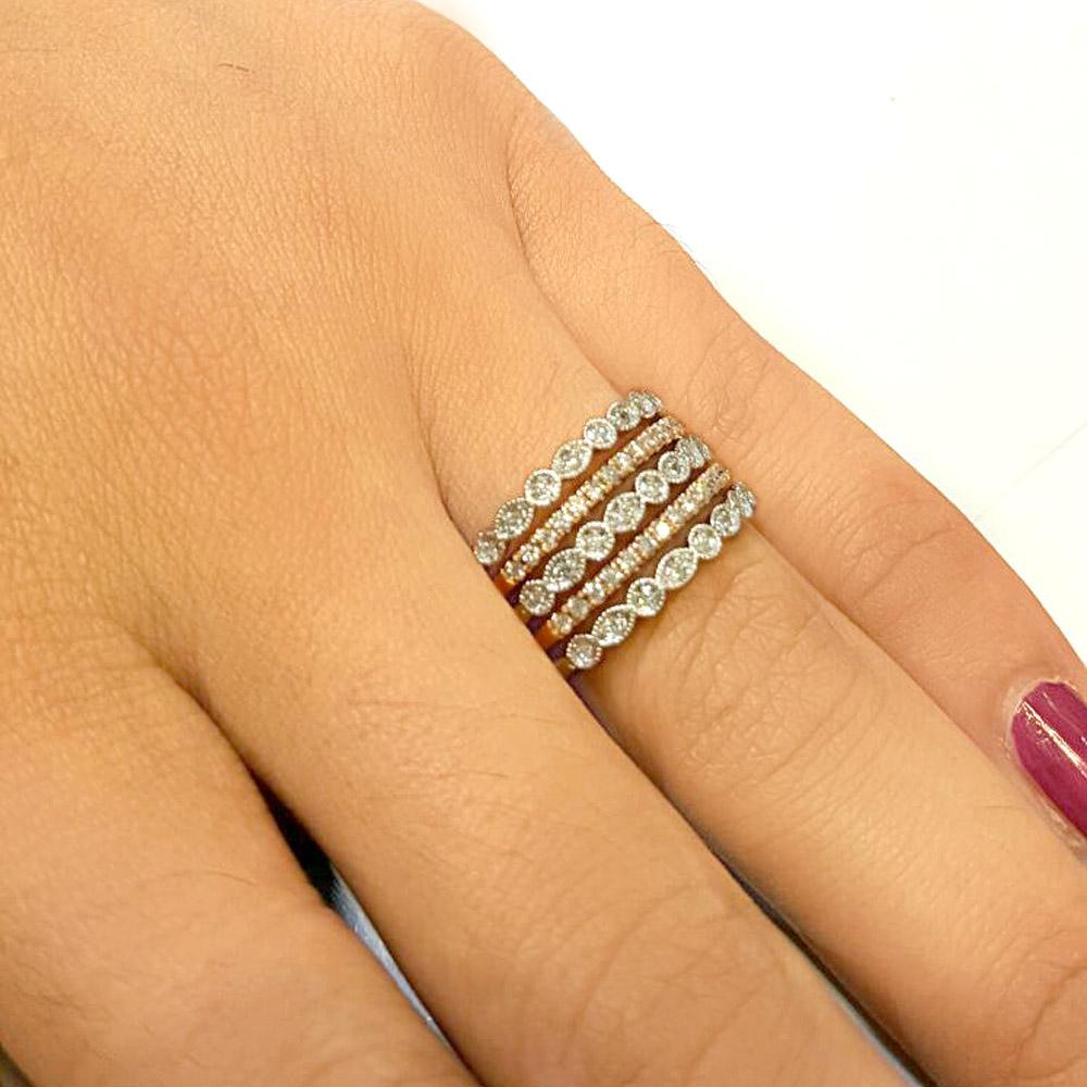 14K White Gold 1/4 Ct.Tw.Diamond Stackable Band