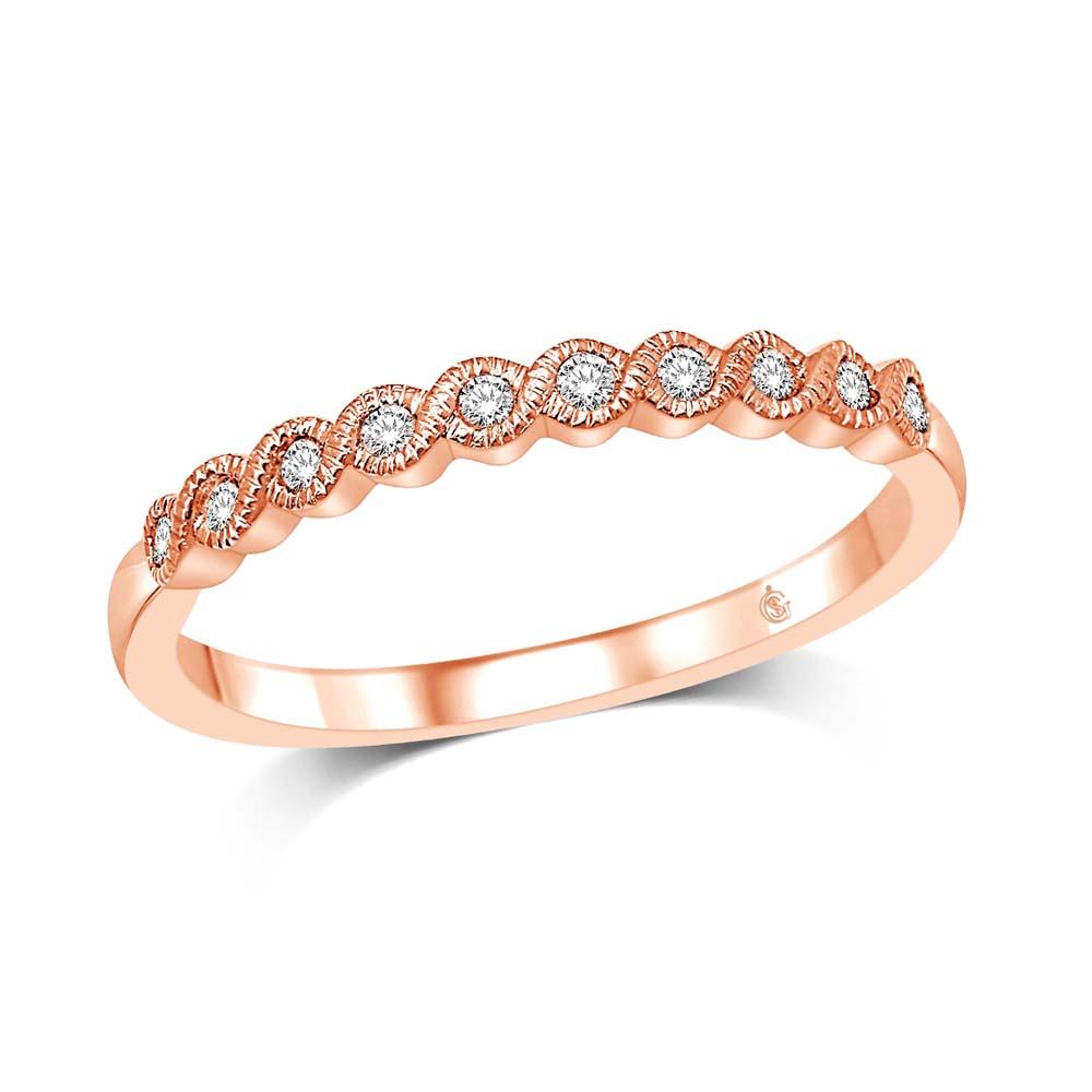 14K Rose Gold 1/10 Ct.Tw. Diamond Stackable Band