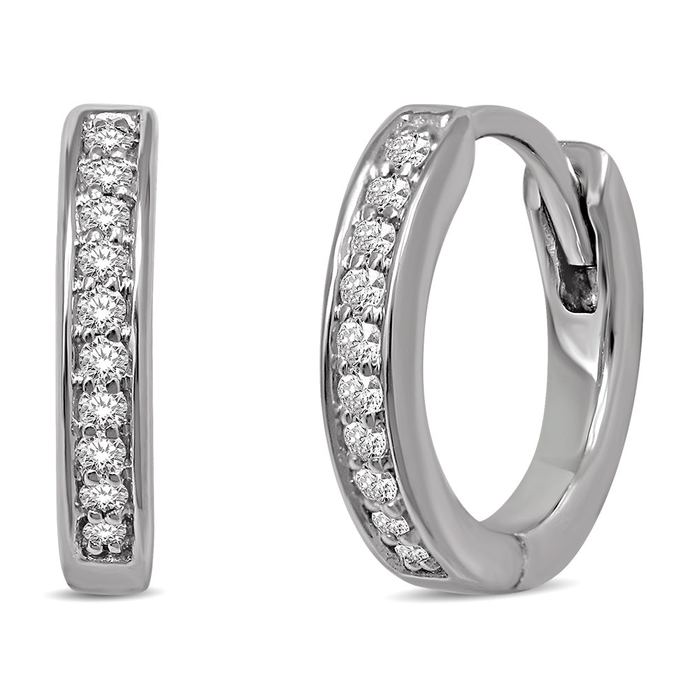 10K White Gold 2/5 Ctw Diamond Hoop Earrrings