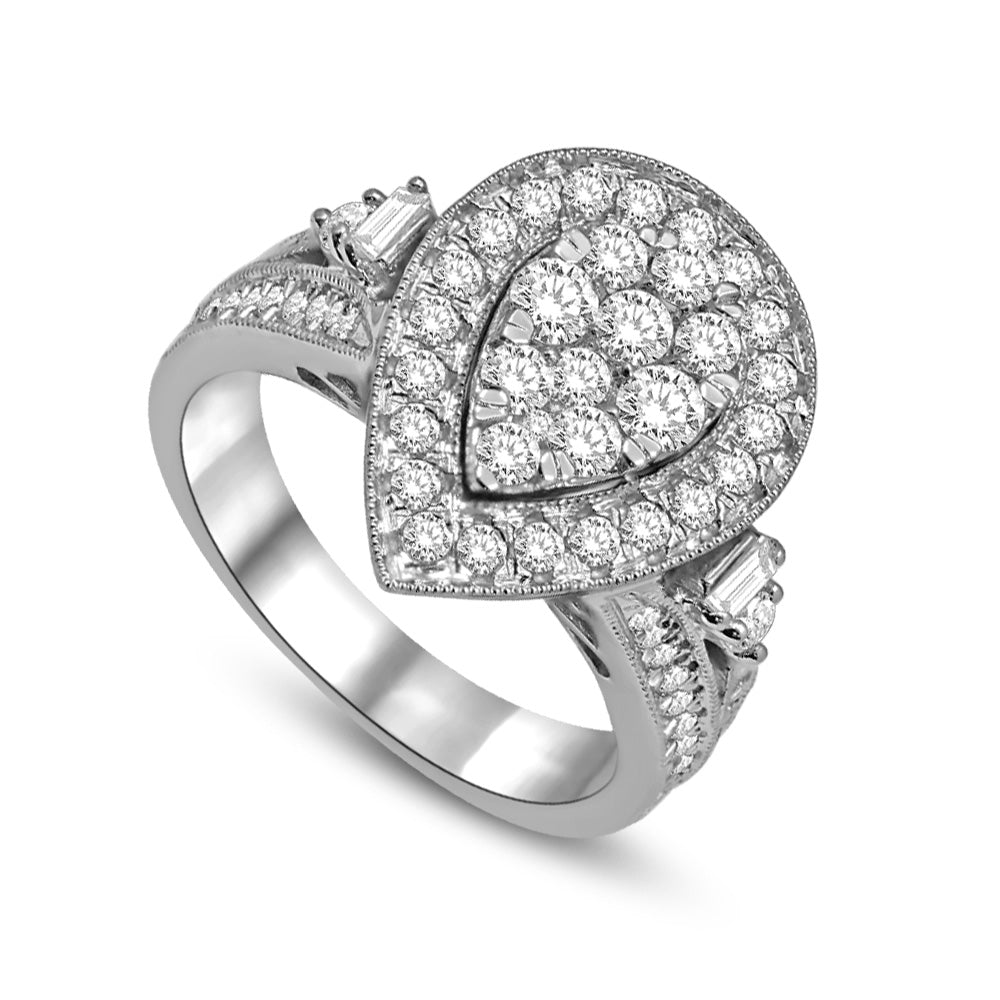 14K White Gold 1 1/2 Ctw Diamond Fashion Ring
