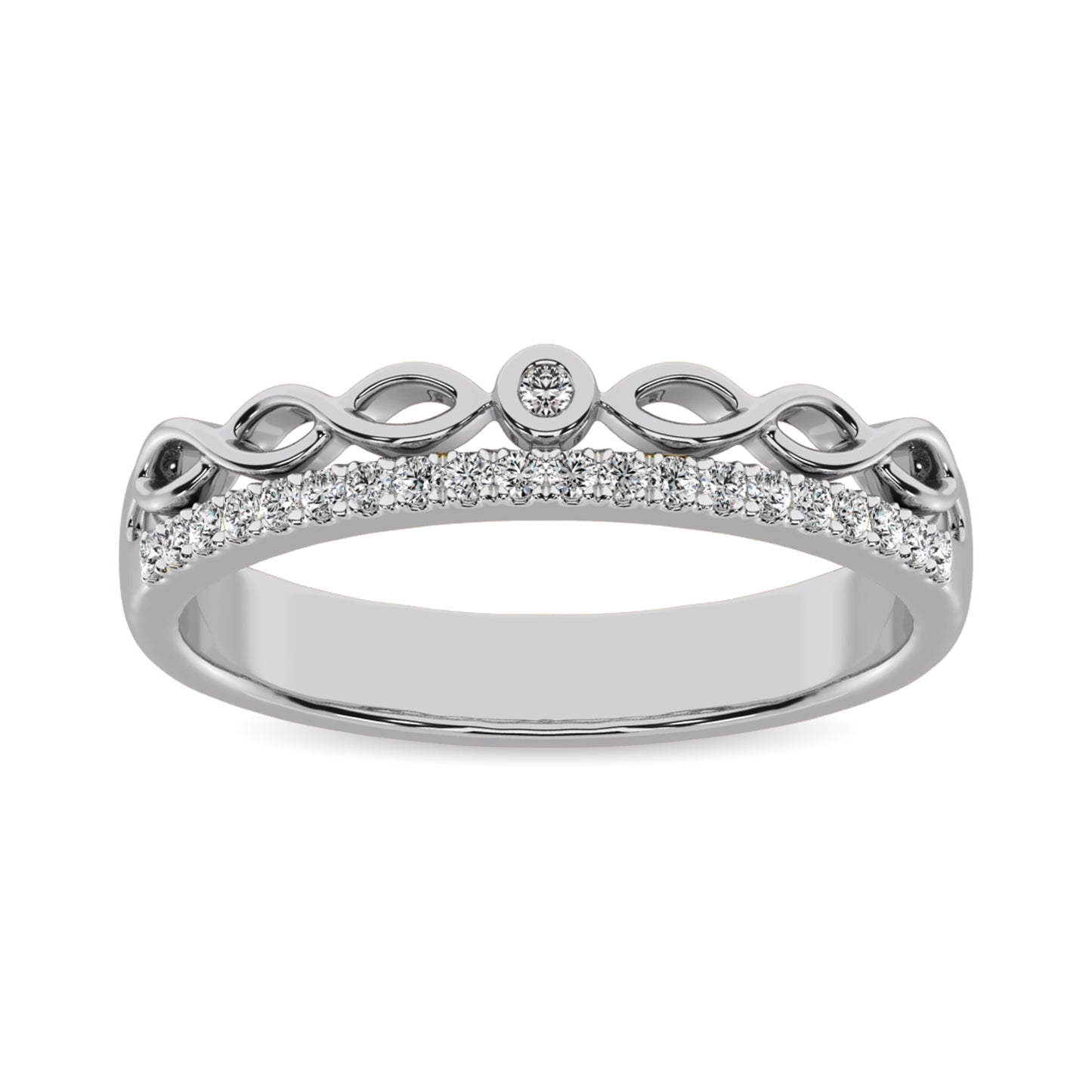 10k White Gold 1/10 Ct.Tw.Diamond Stackable Band