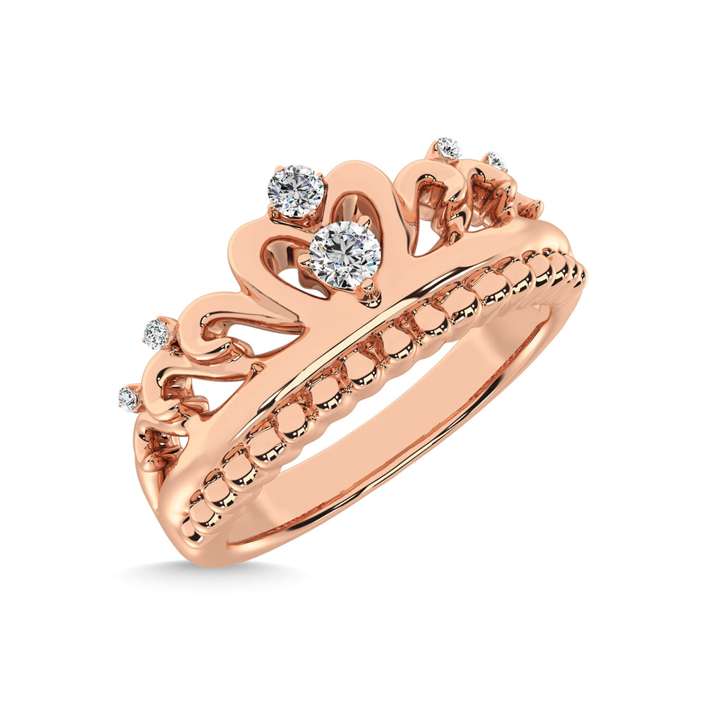 14K Rose Gold 1/20 Ct.Tw.Diamond Crown Stackable Band