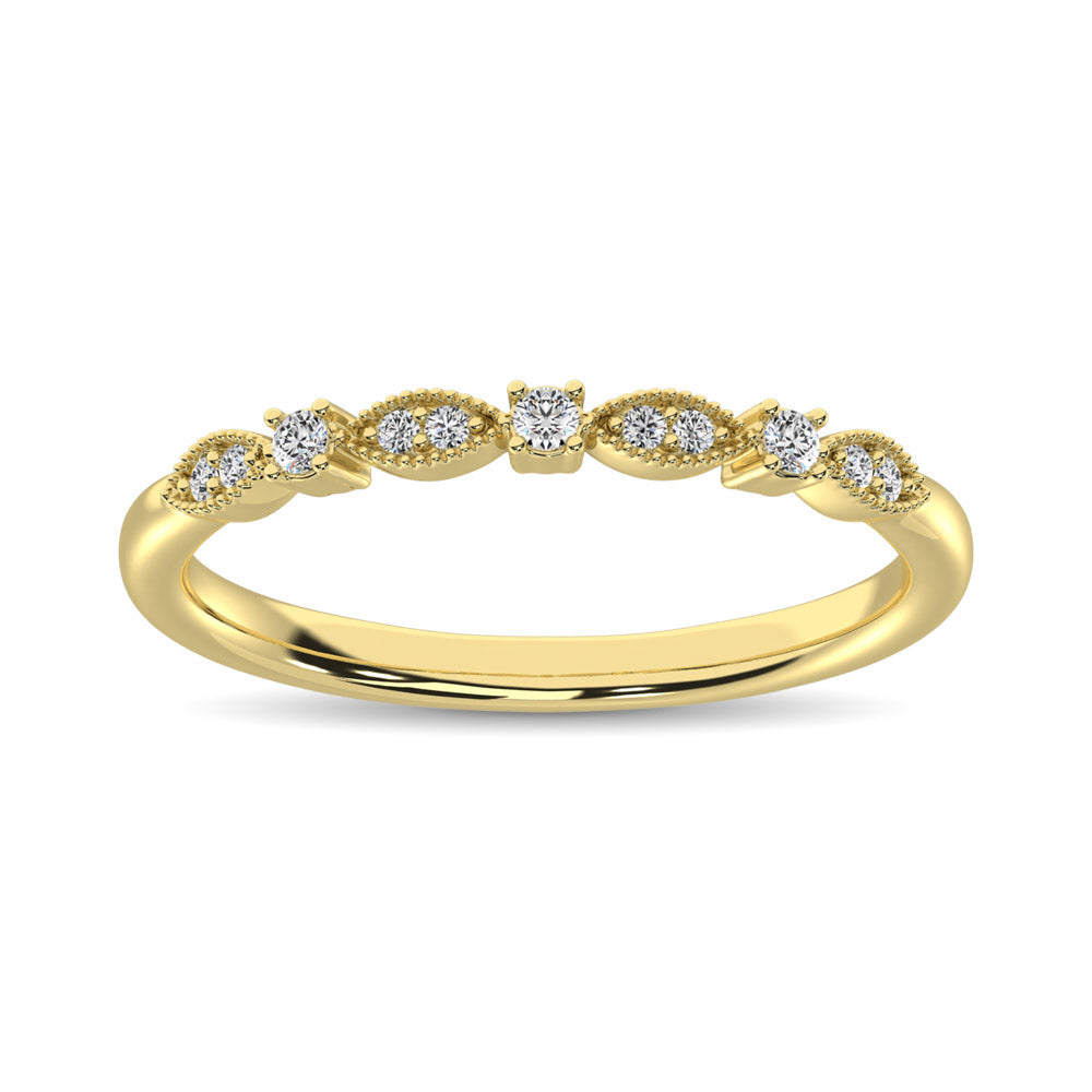 14K Yellow Gold 1/10 Ct.Tw.Diamond Stackable Band